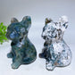 3.8"-4.5" Moss Agate Dog Cat Carving Crystal Healing Bulk Wholesale