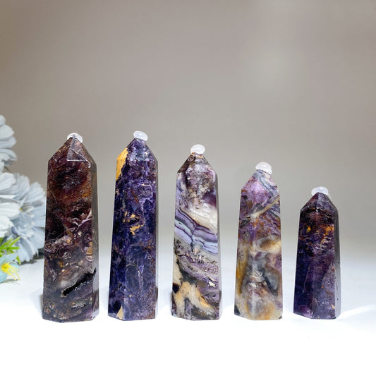 2.4"-3.8" Brecciated Fluorite Point Crystal Healing Bulk Wholesale