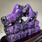 Unique Charoite Bullfighting Carving with Stand Crystal Healing Free Form