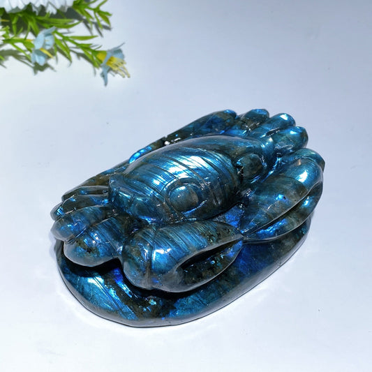4.2" Unique Labradorite Crab Carving Crystal Healing Bulk Wholesale
