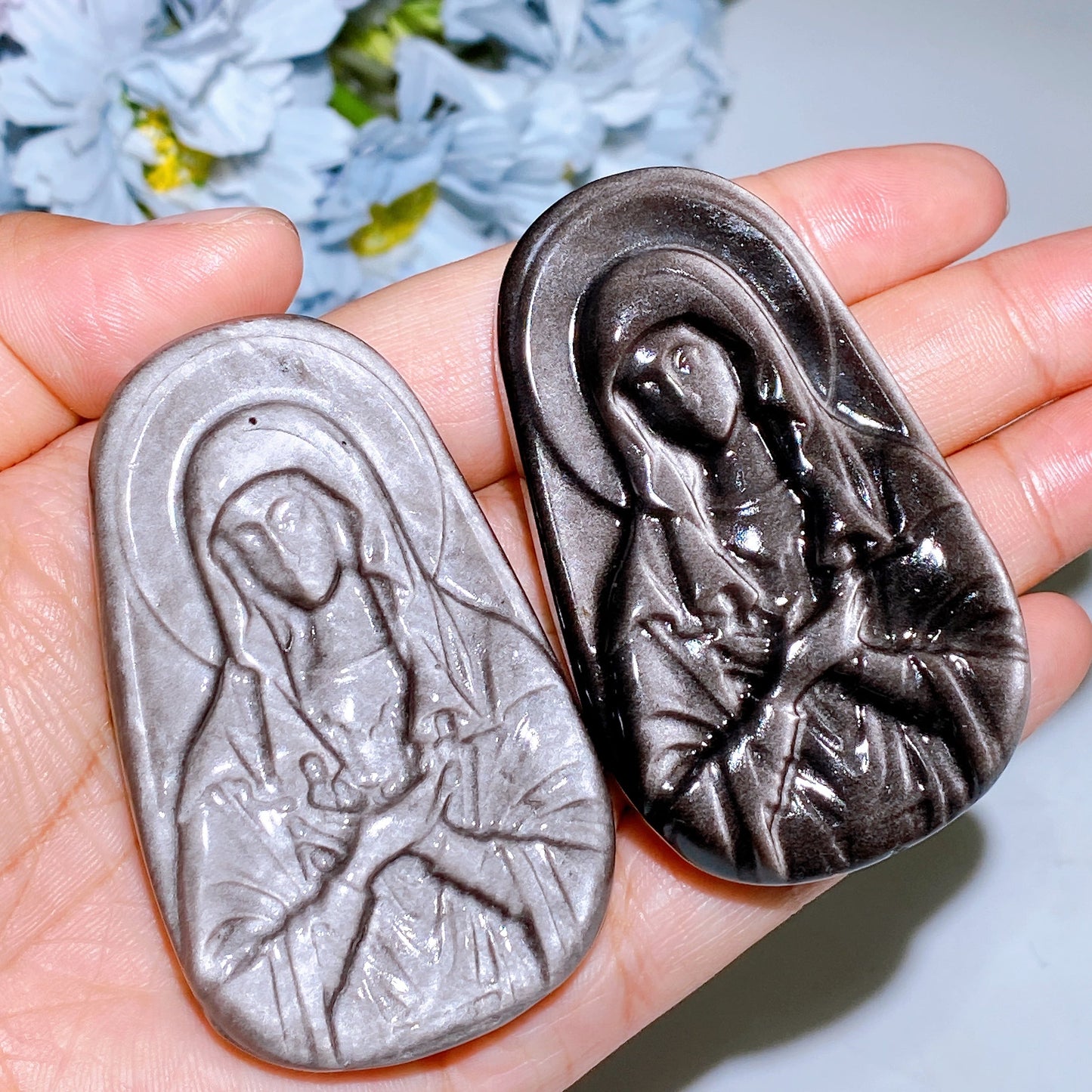 2.1"-2.7" Silver Obsidian Maria Slab Carving Crystal Healing Bulk Wholesale