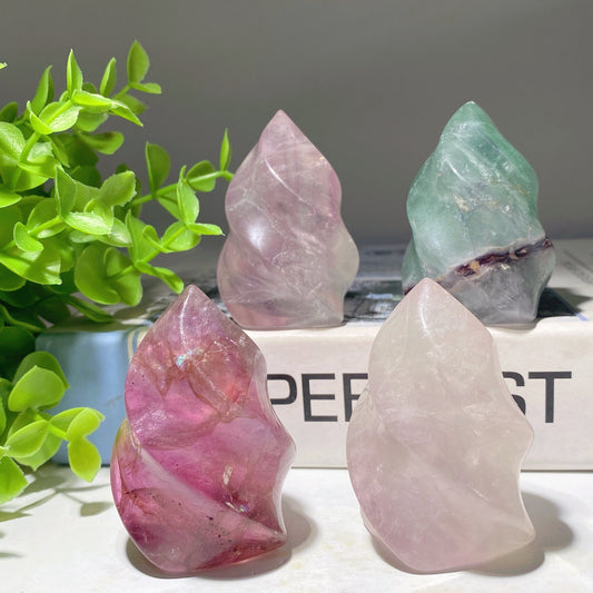 2.35" Fluorite Flame Carvings Bulk Wholesale