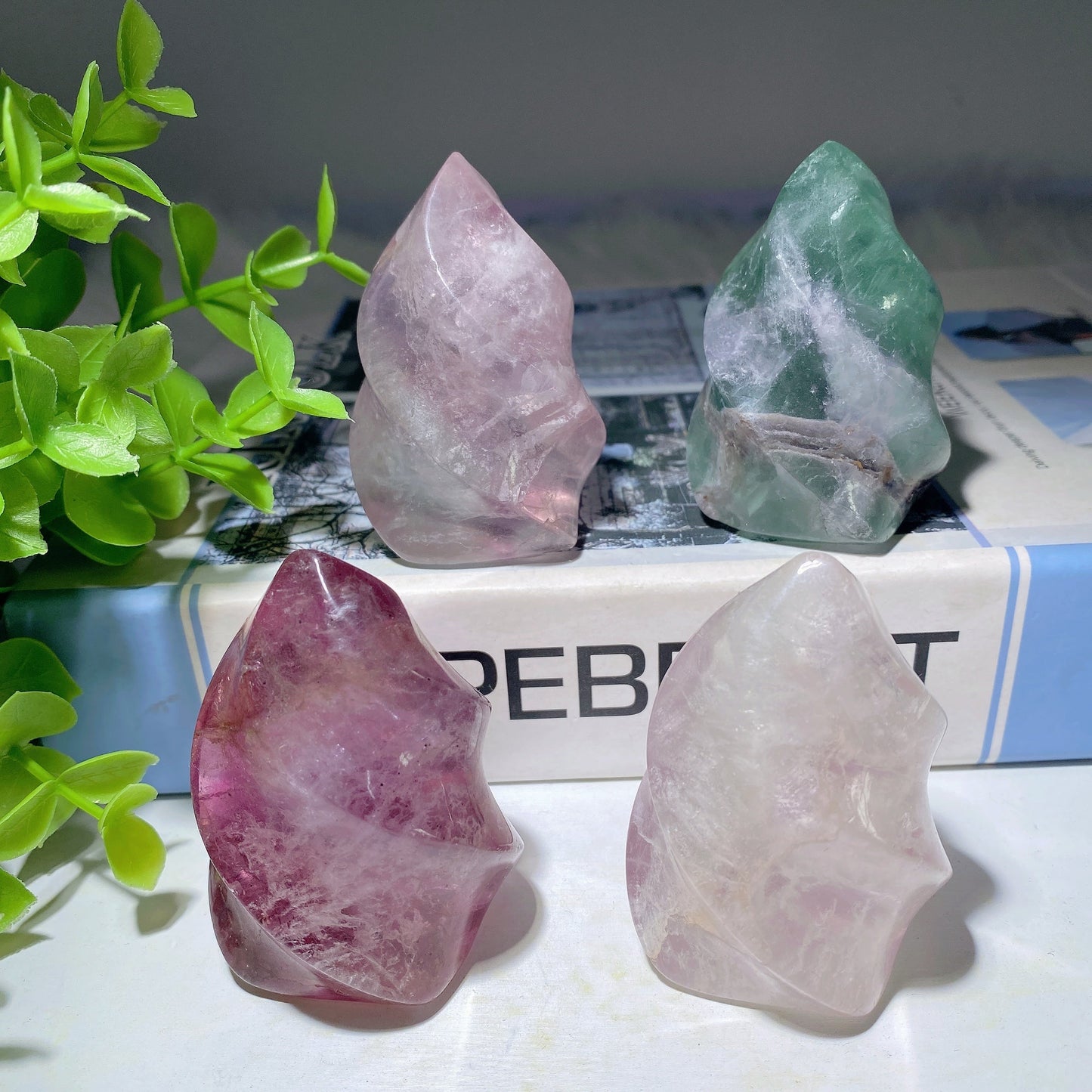 2.35" Fluorite Flame Carvings Bulk Wholesale