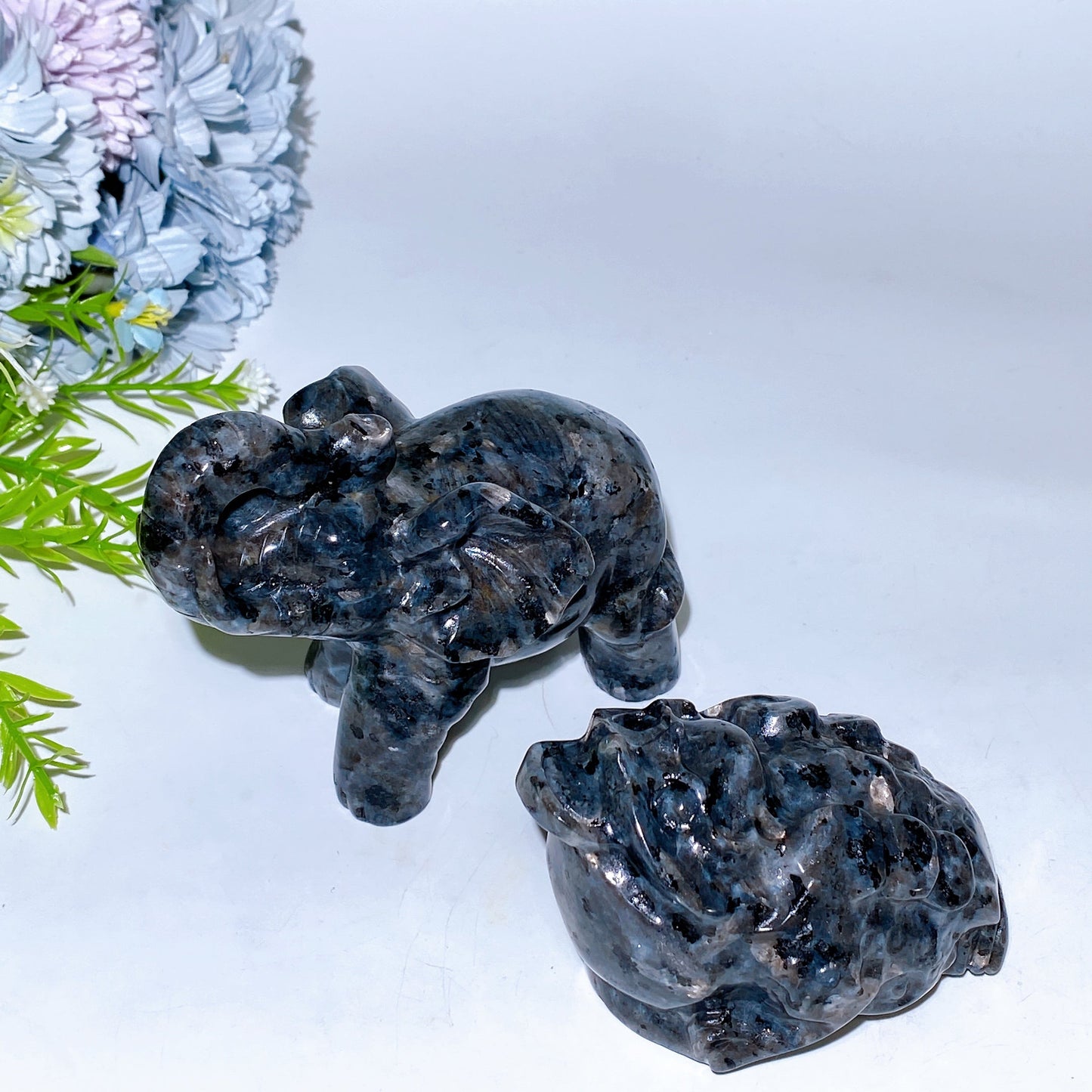 3.8"-4.5" Larvikite Elephant Jin Chan Carving Crystal Healing Bulk Wholesale