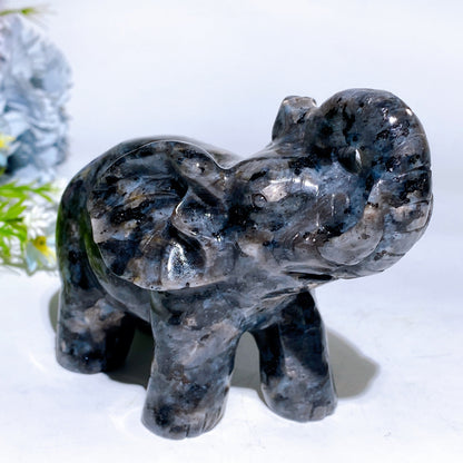 3.8"-4.5" Larvikite Elephant Jin Chan Carving Crystal Healing Bulk Wholesale