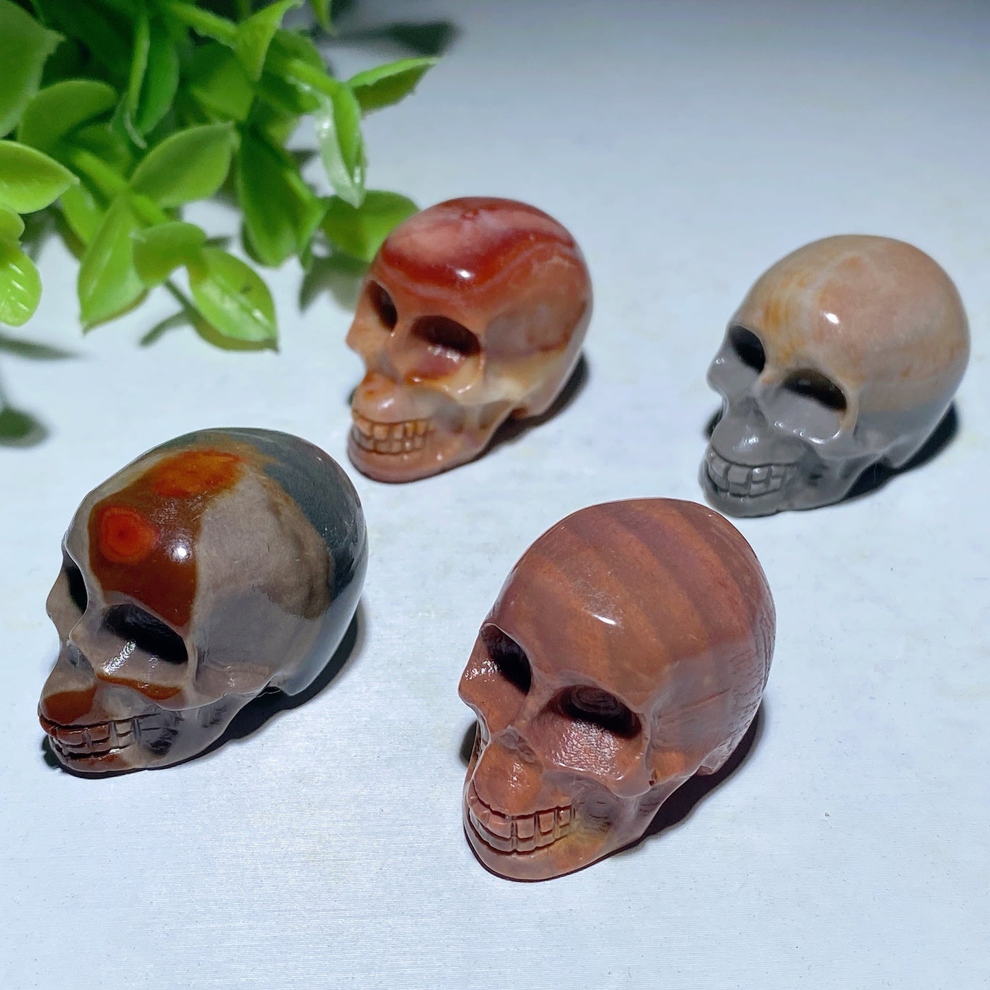 1.15" Mini Polychrome Skull Carvings Bulk Wholesale