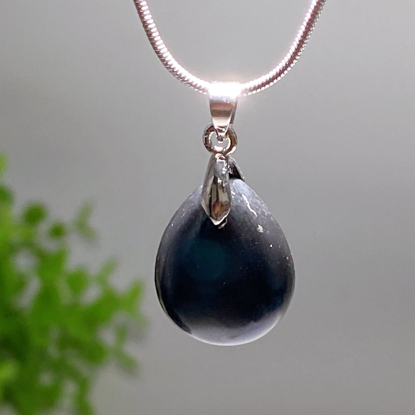 Schungite Drop Shape with Silver Metal Chain Necklace Crystal Healing Bulk Wholesale