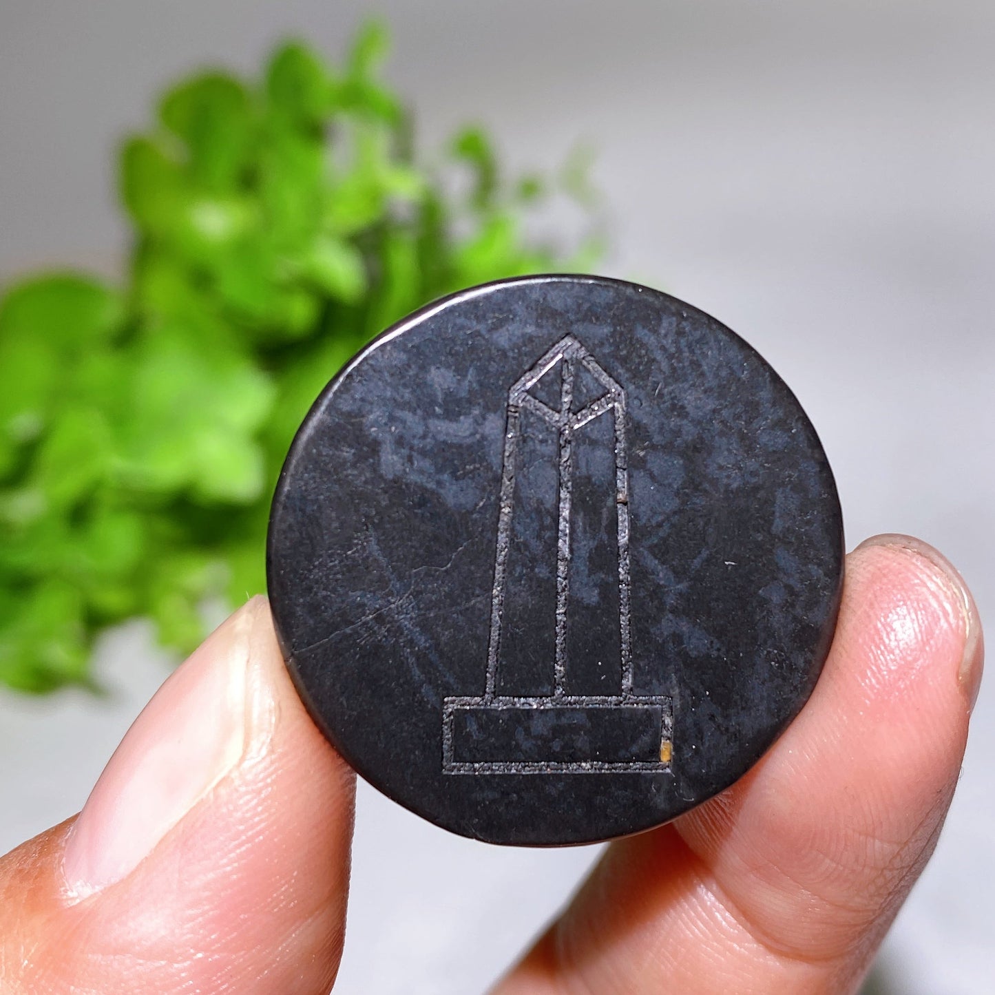 30mm Schungite Round Slab with Double Sides Tape Crystal Healing Bulk Wholesale