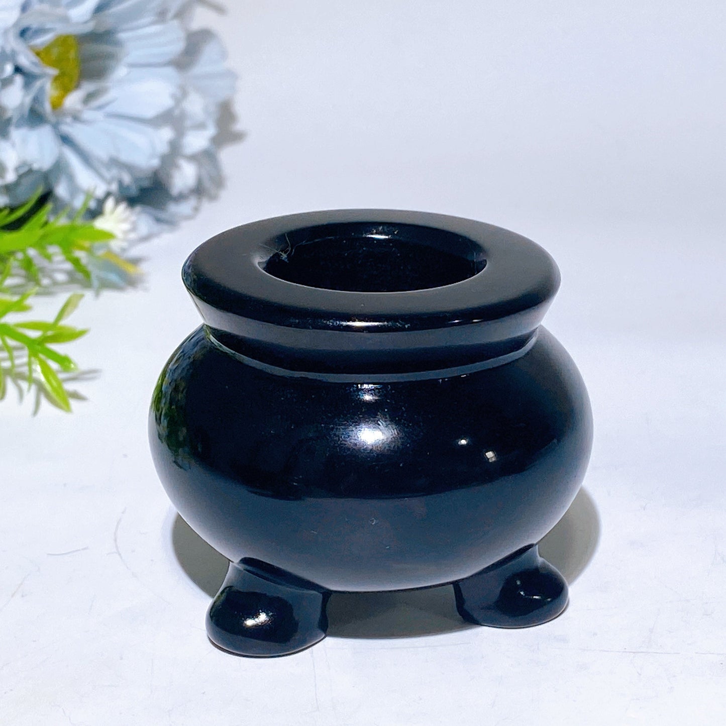 2.4" Black Obsidian Yooperlite Pot Carving Crystal Healing Bulk Wholesale