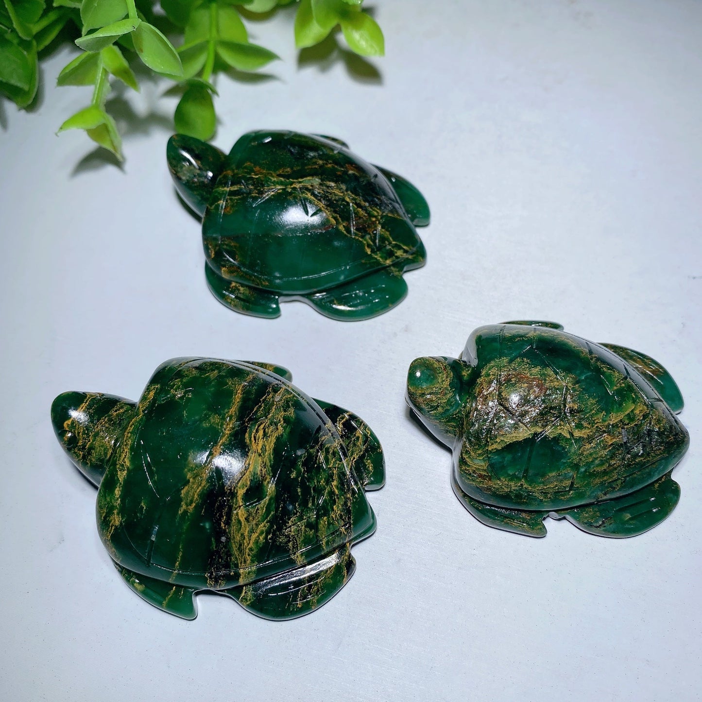 2.1" Emeral Turtle Carvings Bulk Wholesale