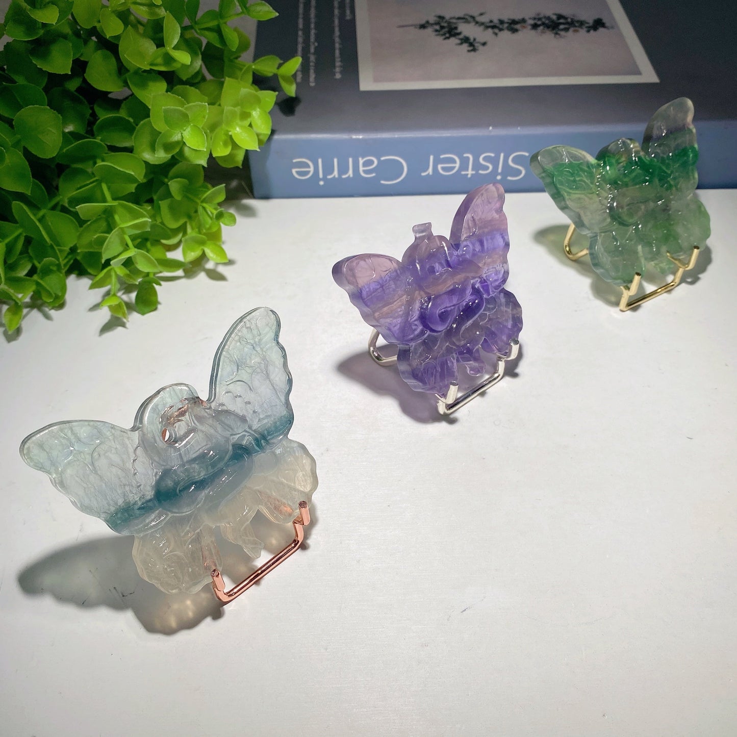 2.7"-3.0" Fluorite Butterfly Carvings Bulk Wholesale