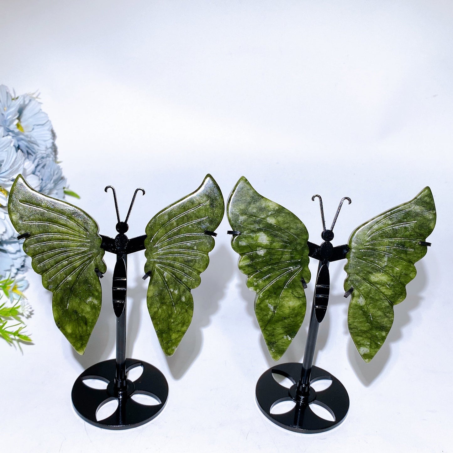 Serpentine Butterfly Wings Carving with Stand Crystal Healing Bulk Wholesale