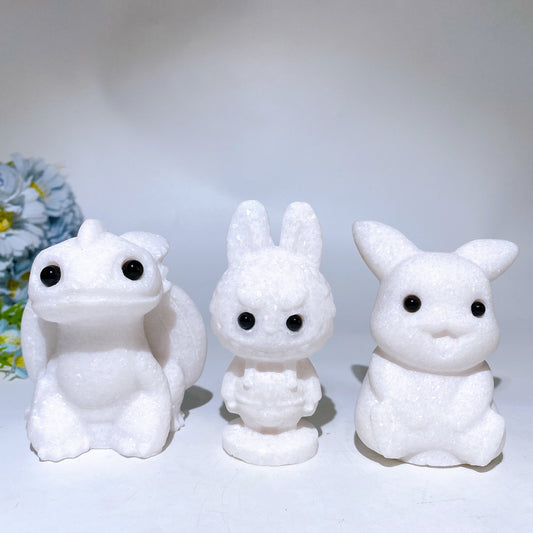 3.6"-3.9" White Jade Carving Crystal Healing Bulk Wholesale