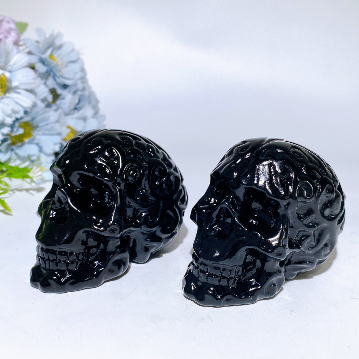 3.6" Black Obsidian Skull Carving Crystal Healing Bulk Wholesale