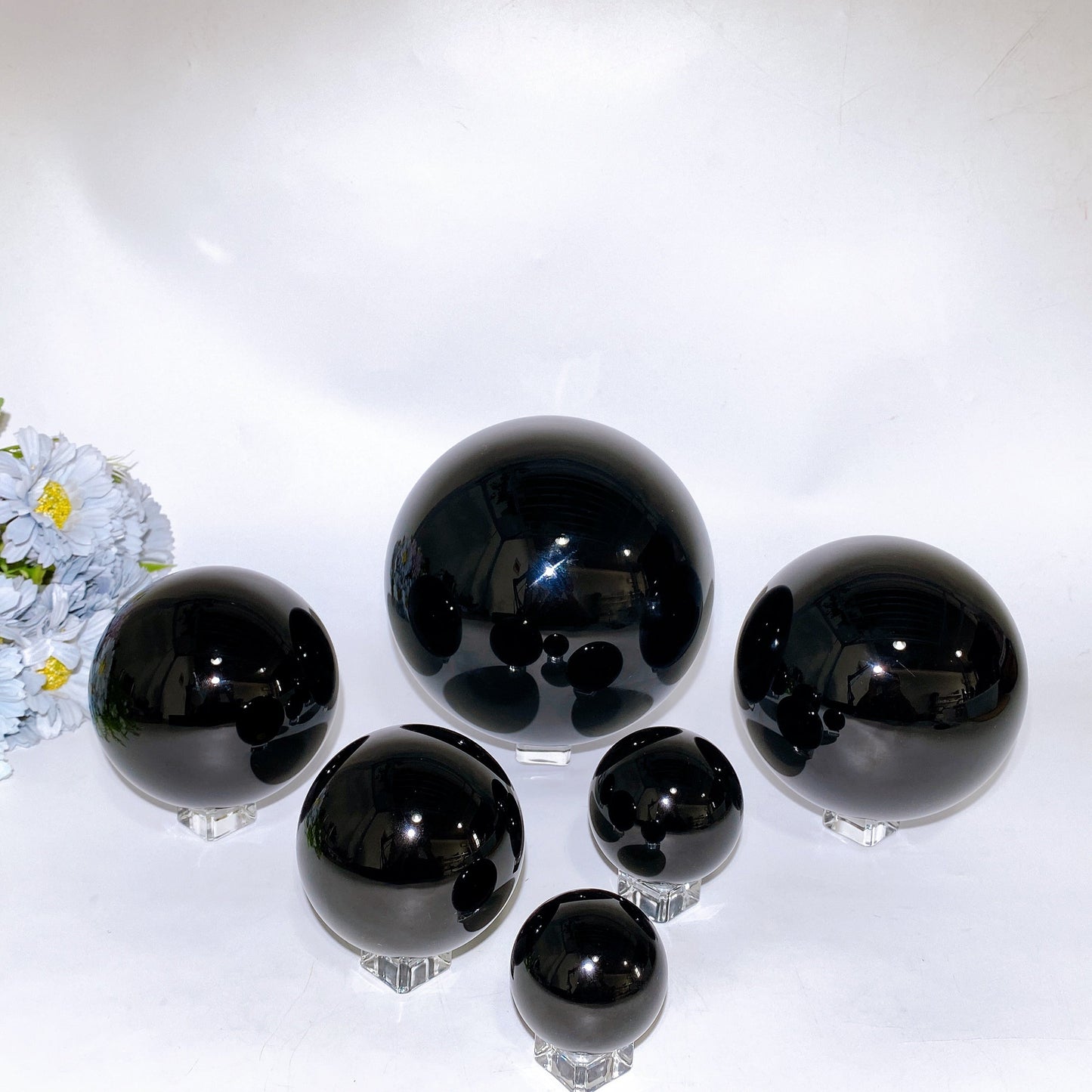 5-15cm Black Obsidian Sphere Crystal Healing Bulk Wholesale