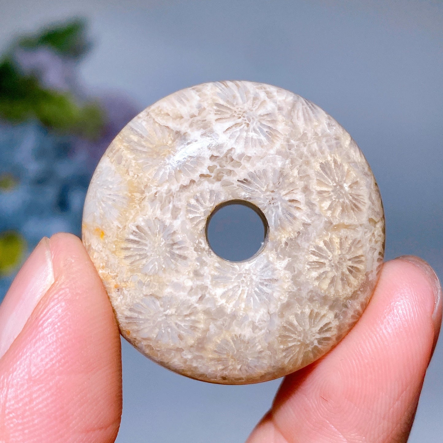 32mm Coral Jade Donut Pendant Crystal Healing Bulk Wholesale