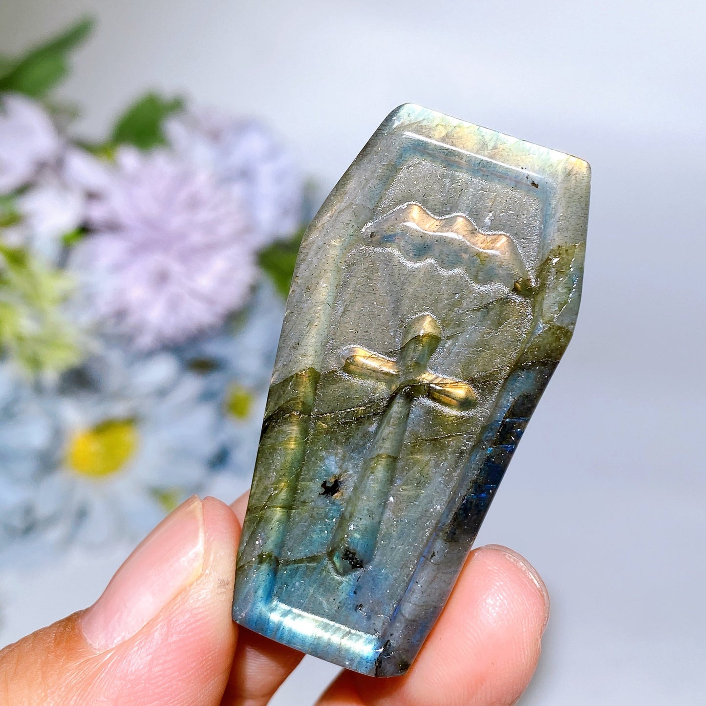 2.0" Labradorite Coffin Carving Crystal Healing Bulk Wholesale