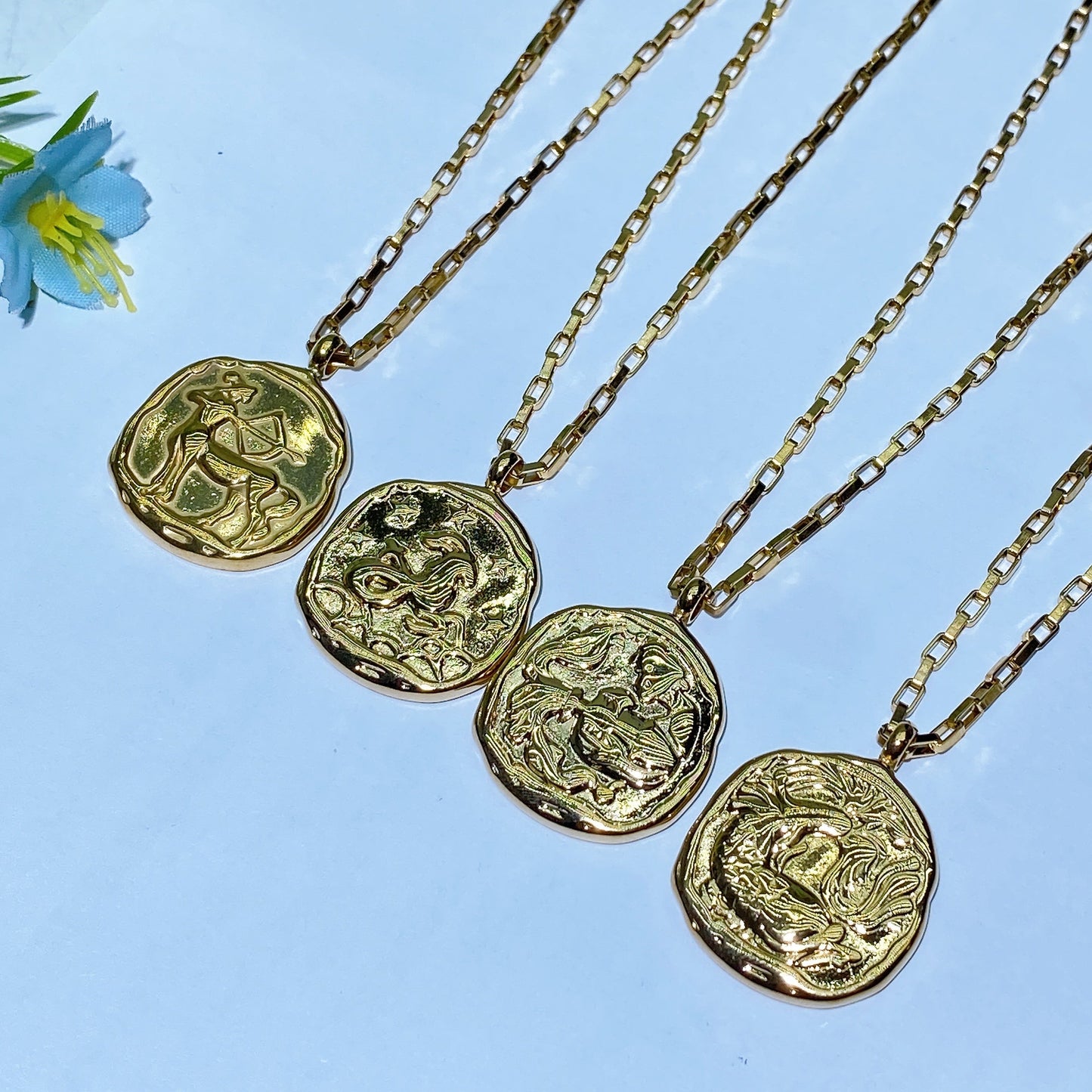 12 Constellations Golden Color Necklace Crystal Healing Bulk Wholesale