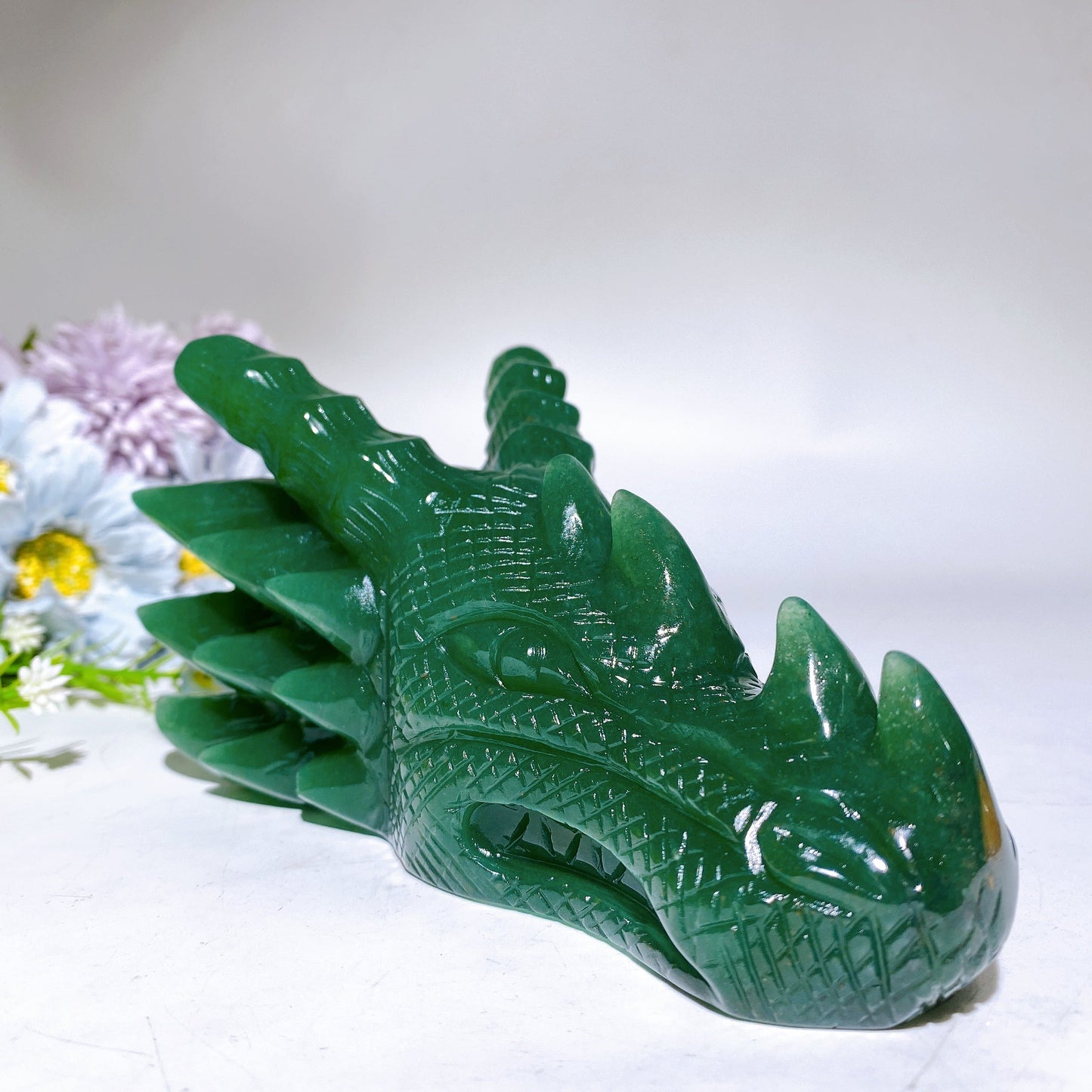 16cm Green Aventurine Dragon Head Carving Crystal Healing Bulk Wholesale