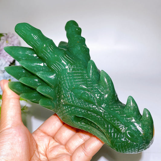 16cm Green Aventurine Dragon Head Carving Crystal Healing Bulk Wholesale