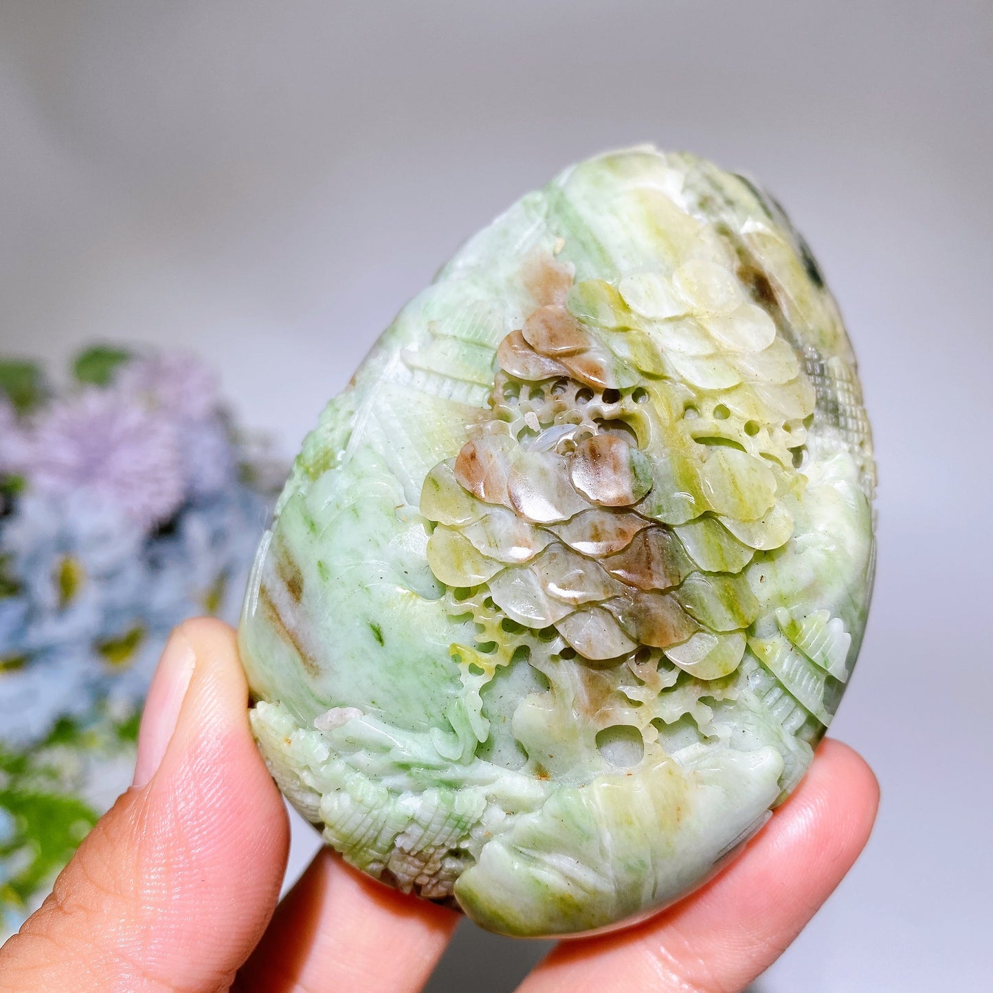 3.2"-3.8" Drilled Jade with Scenery Carving Crystal Healing Bulk Wholesale