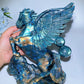 Full Flash Labradorite Unicorn Carving with Wooden Stand Crystal Healing