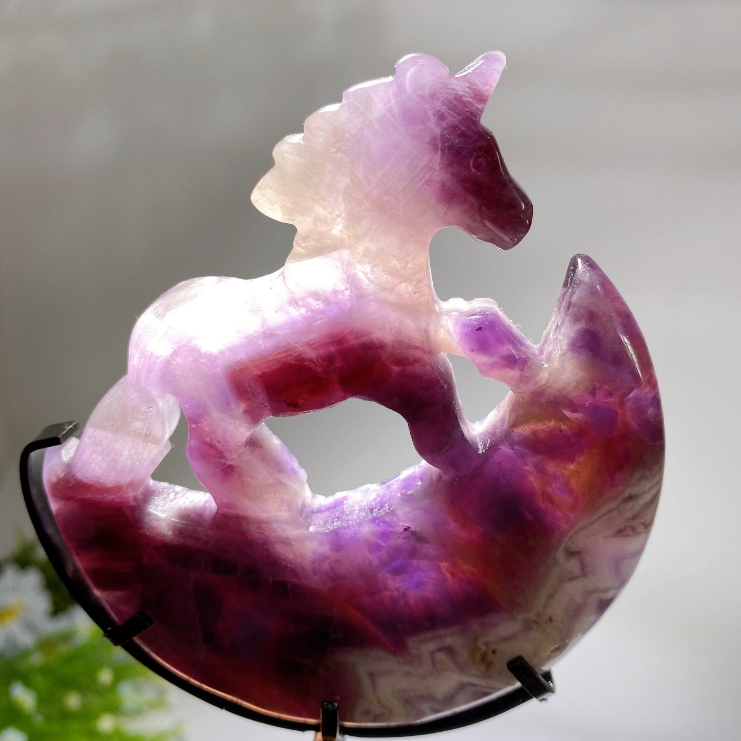 Crystal Unicorn on Moon Carving with Stand Crystal Healing Bulk Wholesale