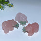 1.5" Rose Quartz Bear with Aventurine Fish Carving Crystal Healing Bulk Wholesale