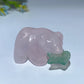 1.5" Rose Quartz Bear with Aventurine Fish Carving Crystal Healing Bulk Wholesale