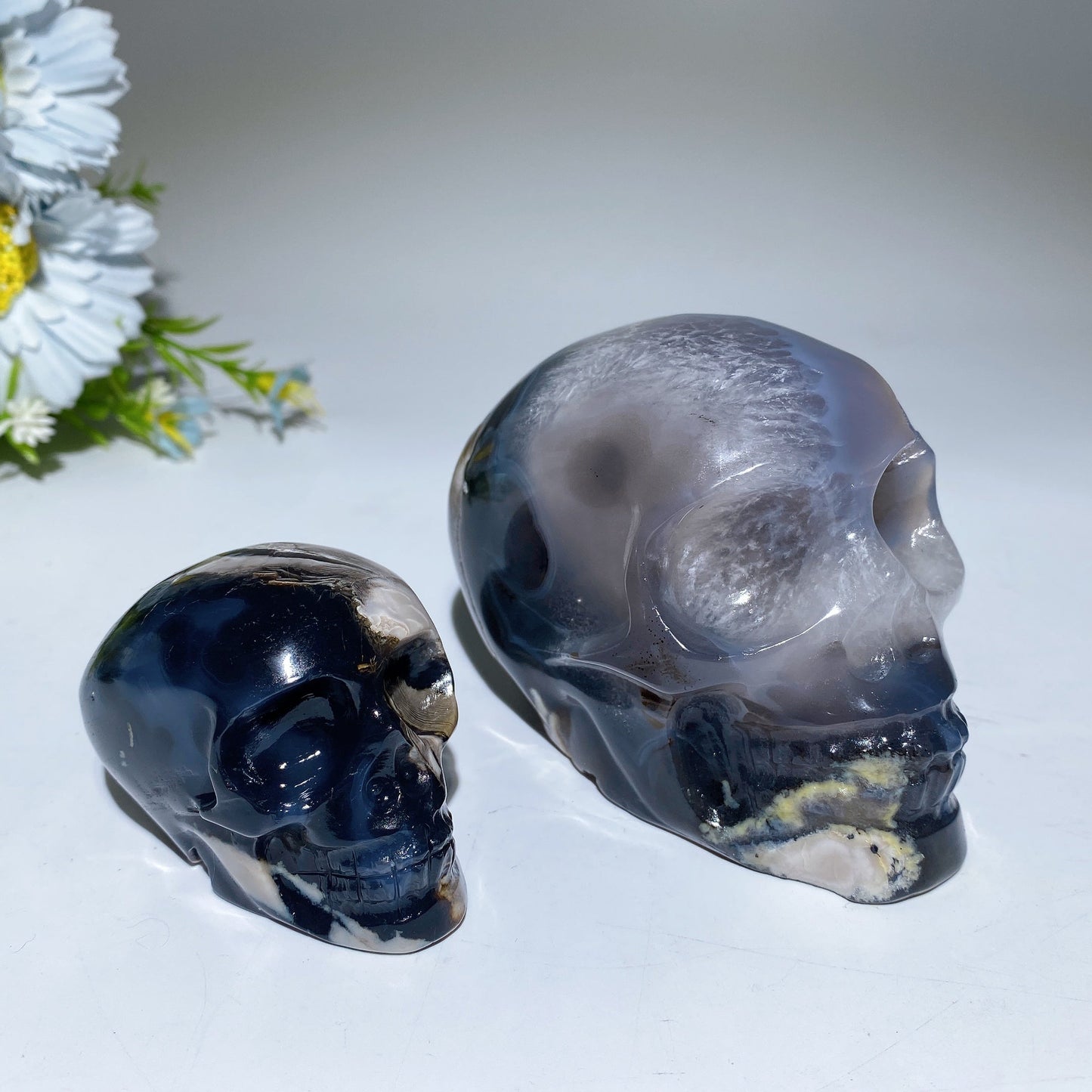 2.4"-3.5" Volcanic Agate UV Reactive Skull Carving Crystal Healing Bulk Wholesale