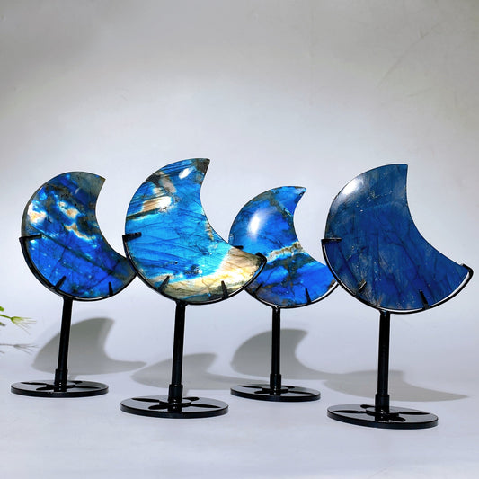 3.0"-3.3" Labradorite Moon Carving with Stand Crystal Healing Bulk Wholesale