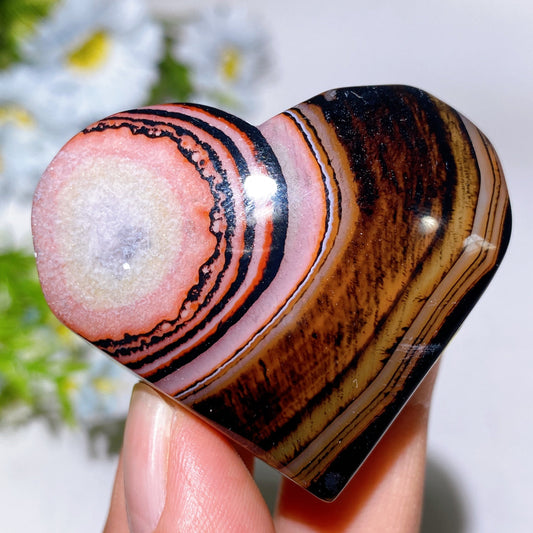 2.0"-2.3" Black Sardonyx Heart Carving Crystal Healing Bulk Wholesale