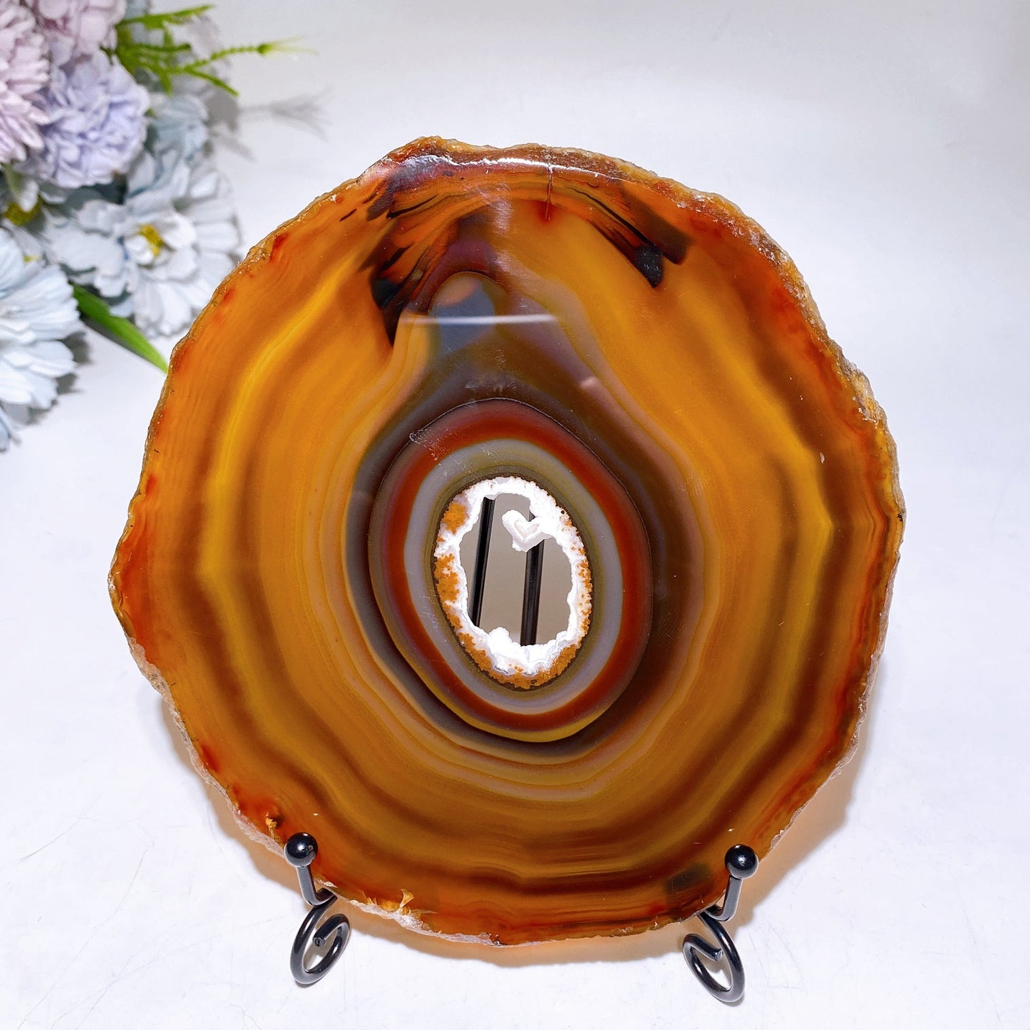 15cm Banded Druzy Agate Slab Carving with Stand Crystal Healing Bulk Wholesale
