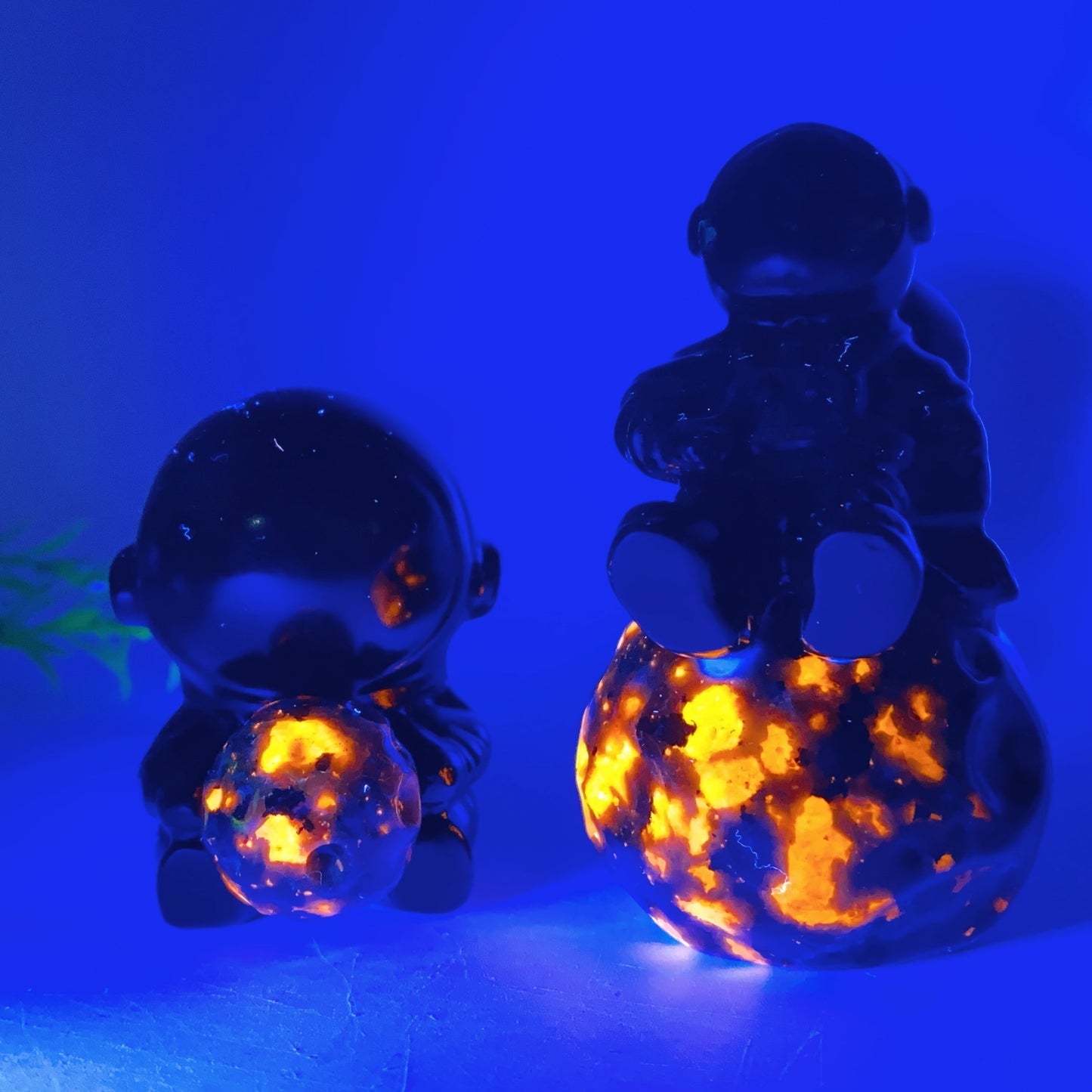 2.3" 3.3" Black Obsidian Spaceman on Yooperlite Planet Carving Crystal Healing Bulk Wholesale