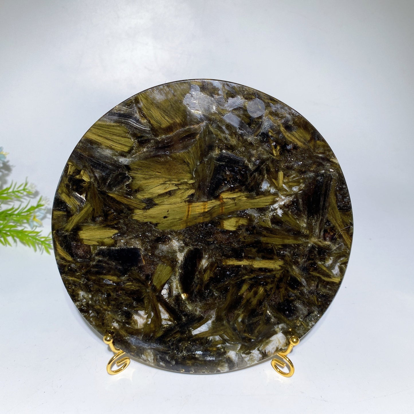 16.5cm-20cm Green Mica Round Slab with Stand Bulk Wholesale