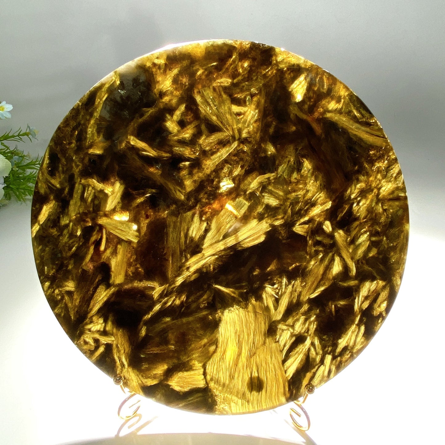 16.5cm-20cm Green Mica Round Slab with Stand Bulk Wholesale