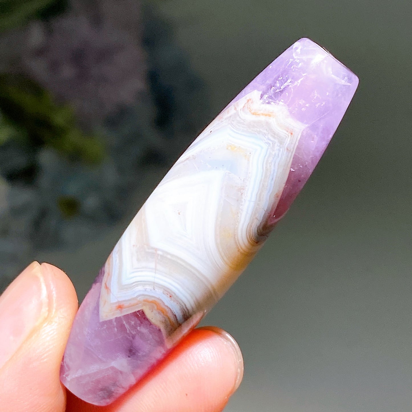 1.7"-2.2" Striped Agate Grow with Amethyst Cylinder Pendant Crystal Healing Bulk Wholesale