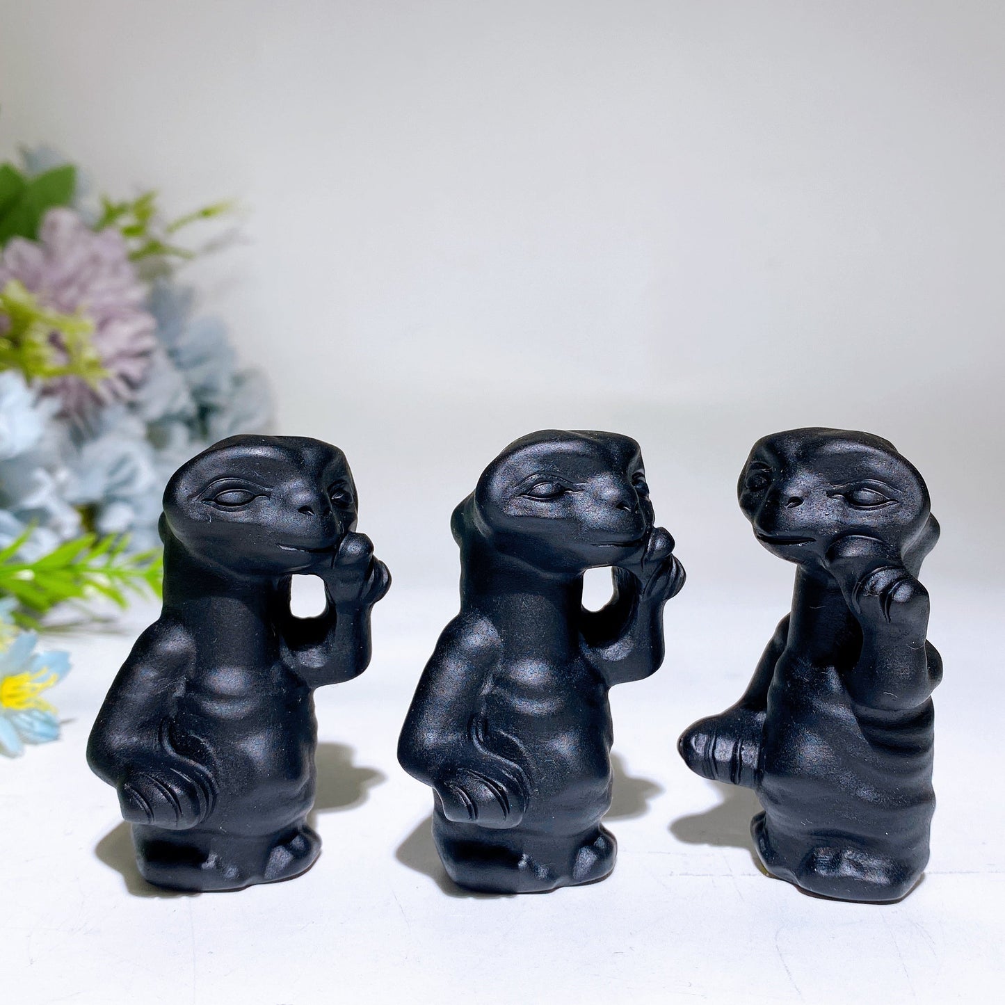 2.4" Black Obsidian Alien Carving Crystal Healing Bulk Wholesale