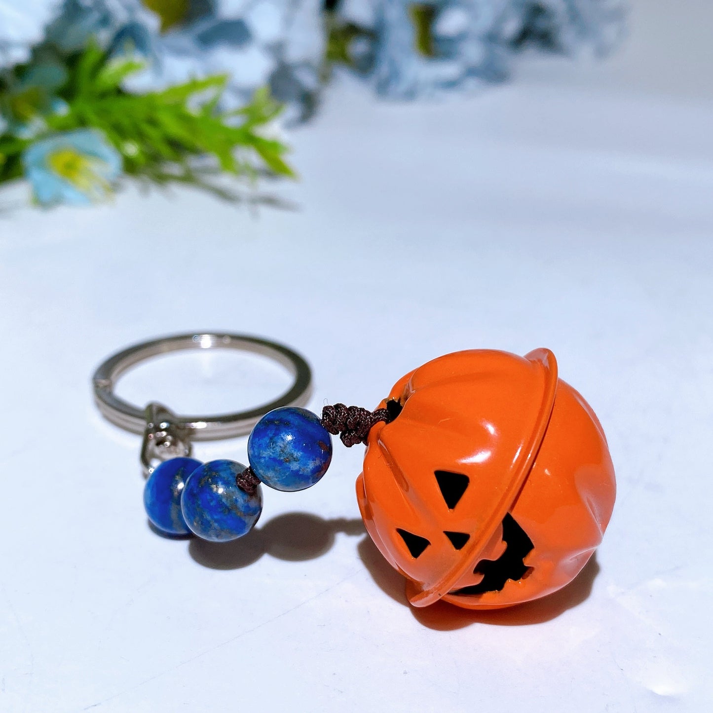 Crystal with Pumpkin Bell Key Chain for Halloween Crystal Healing Bulk Wholesale