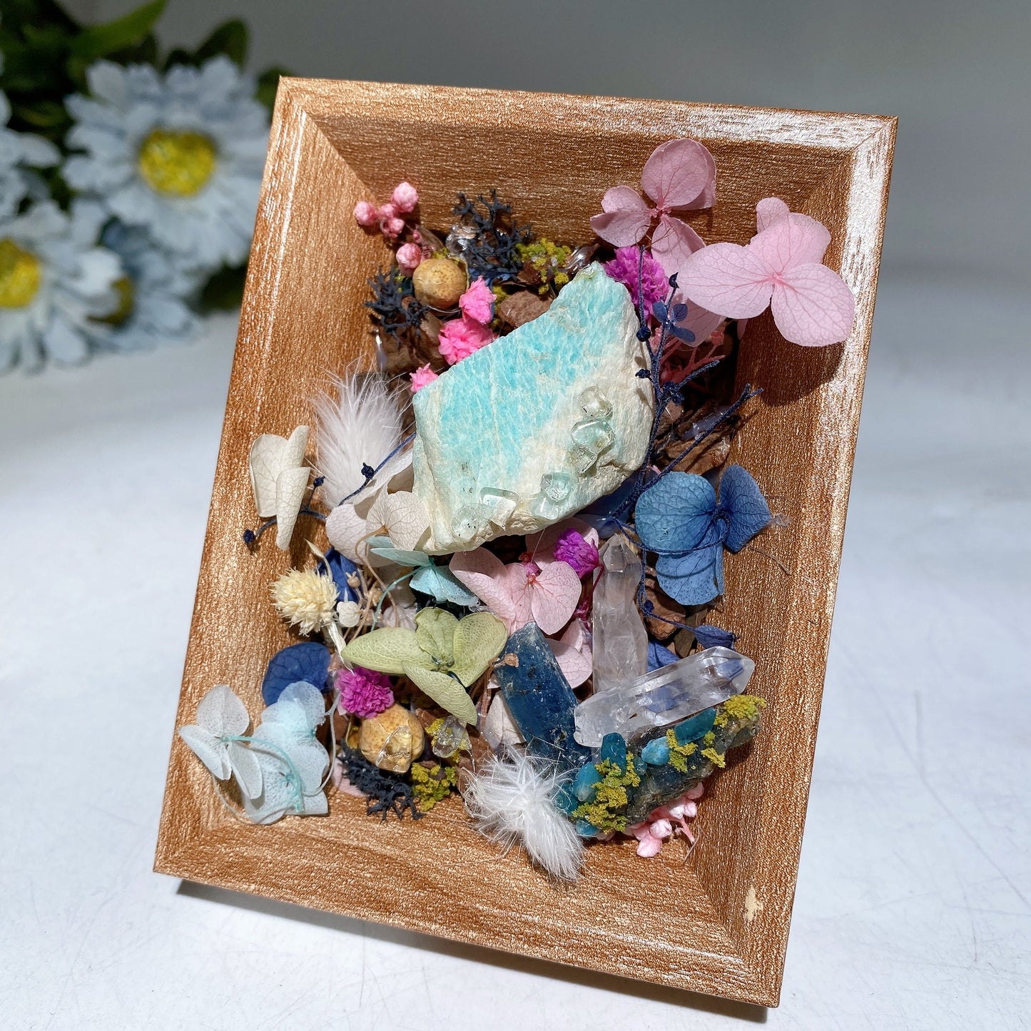 Crystal Scenery in Wooden Photo Frame with Scent Crystal Healing Bulk Wholesale