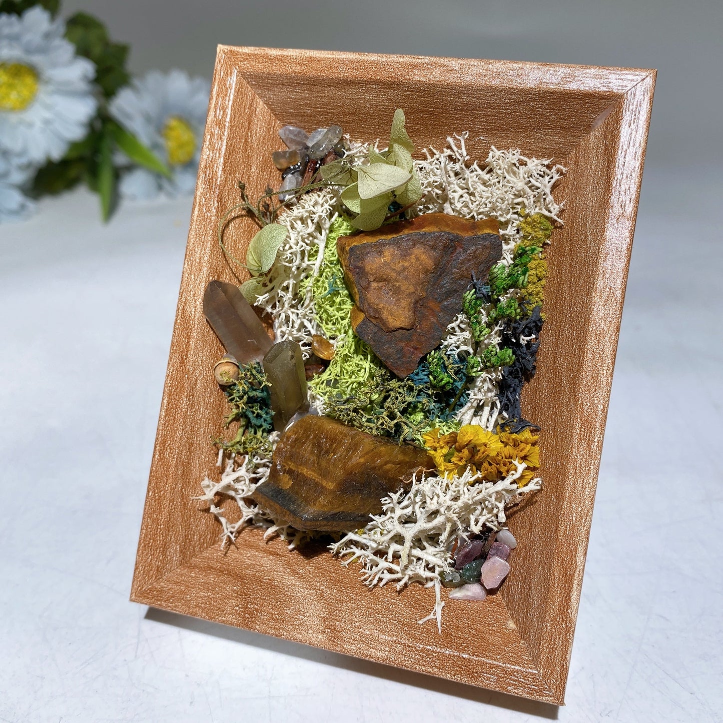 Crystal Scenery in Wooden Photo Frame with Scent Crystal Healing Bulk Wholesale
