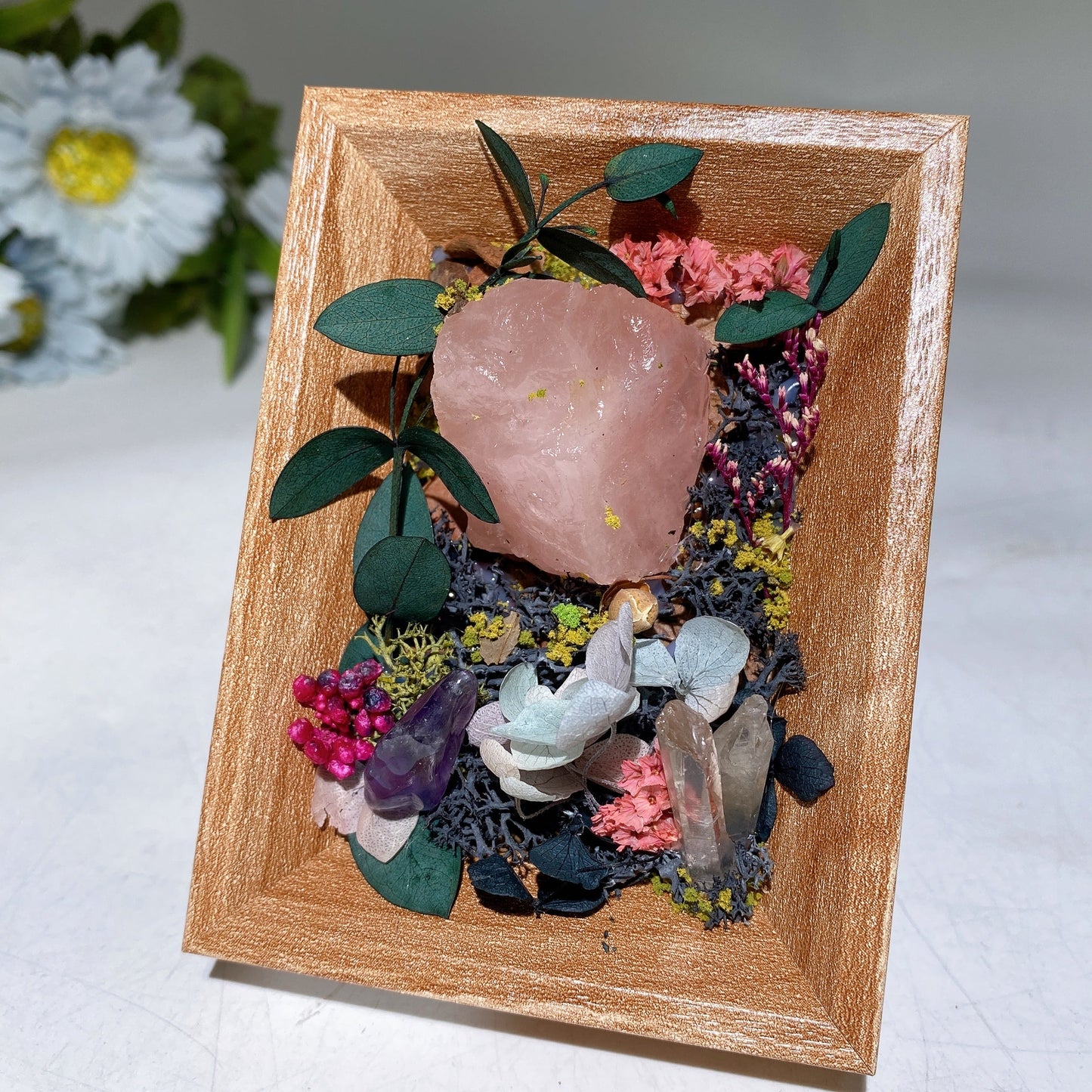 Crystal Scenery in Wooden Photo Frame with Scent Crystal Healing Bulk Wholesale