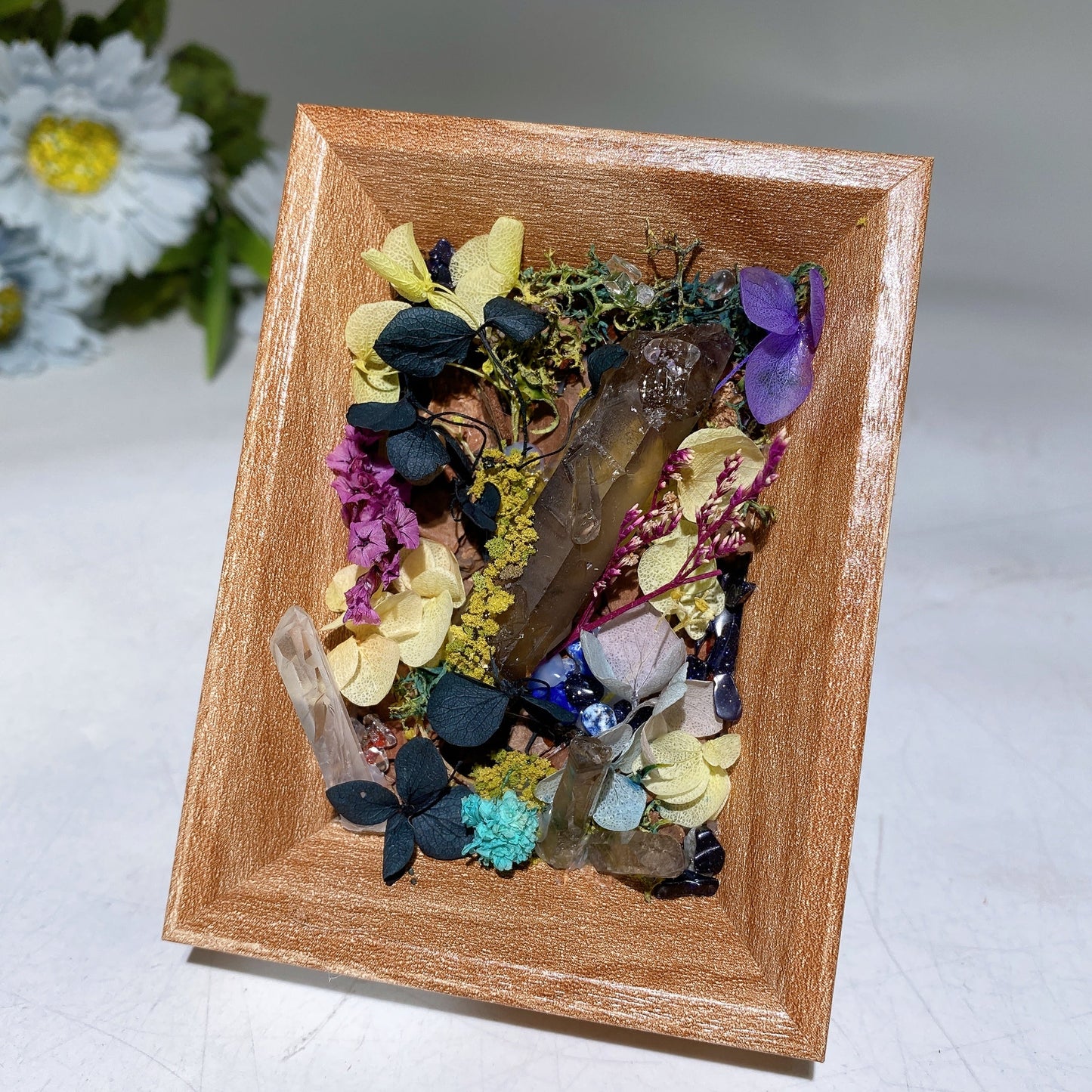 Crystal Scenery in Wooden Photo Frame with Scent Crystal Healing Bulk Wholesale