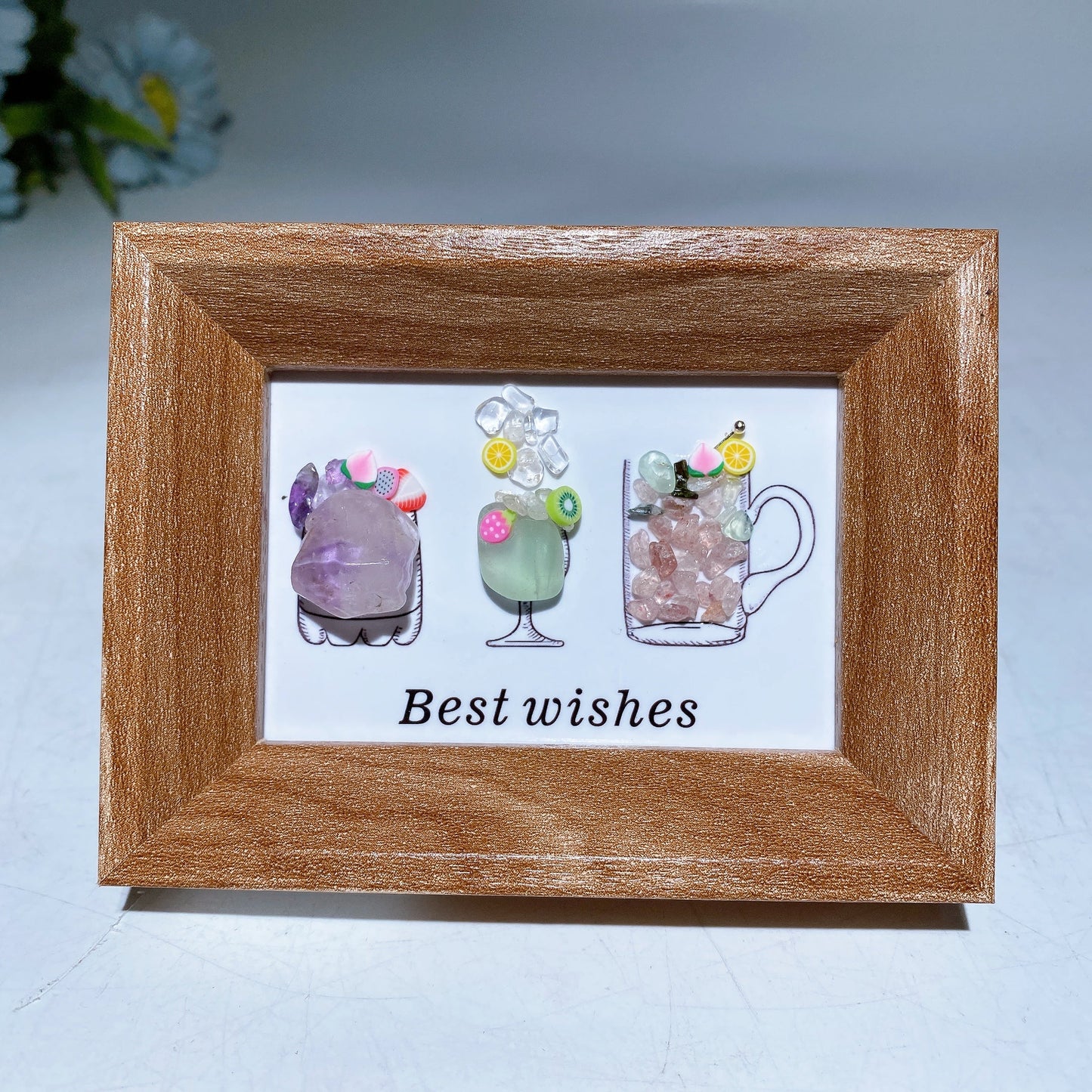 Crystal Scenery in Wooden Photo Frame with Scent Crystal Healing Bulk Wholesale