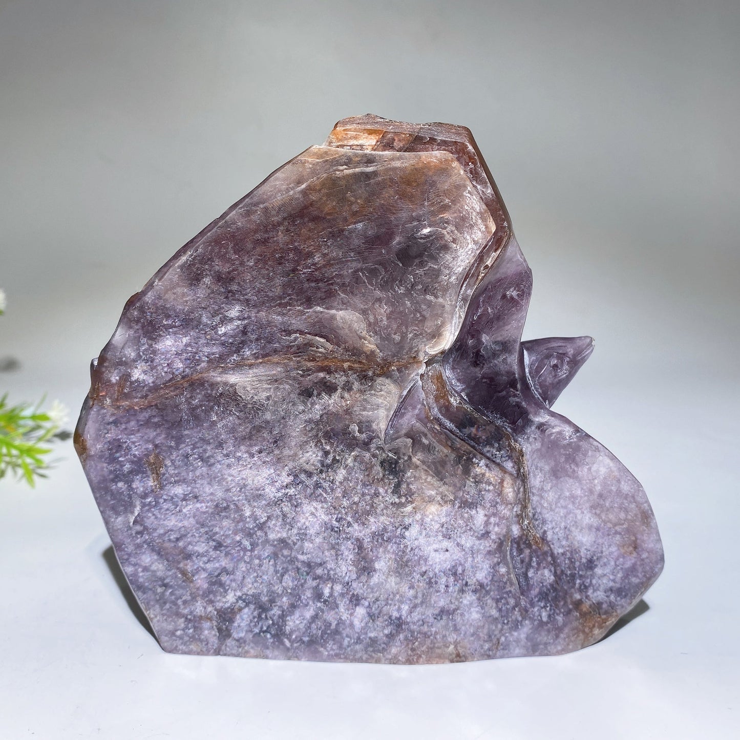 14cm Unique Purple Mica Nine-tails Fox Carving Crystal Healing Bulk Wholesale