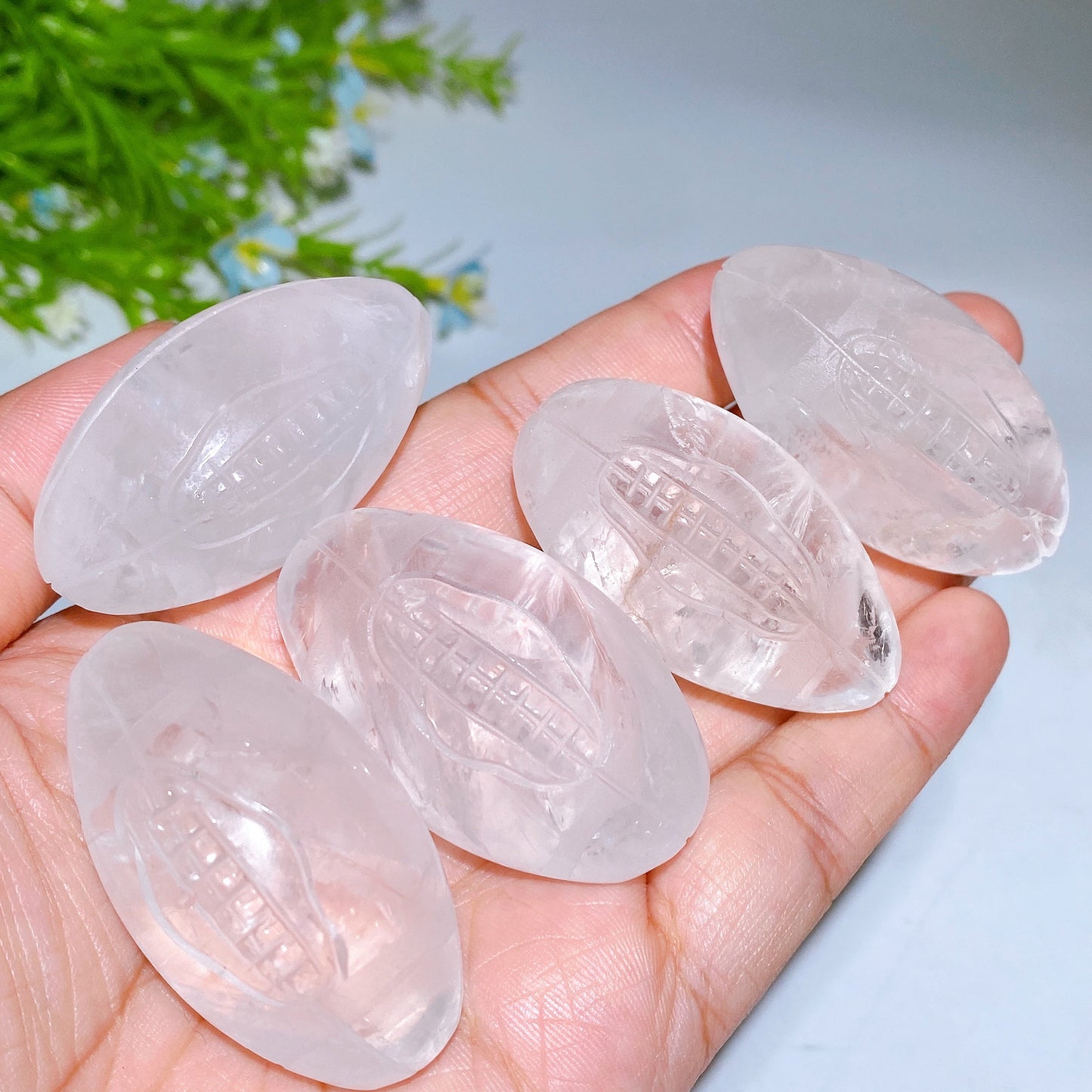 1.8"-2.0" Clear Quartz Rugby Carving Crystal Healing Bulk Wholesale