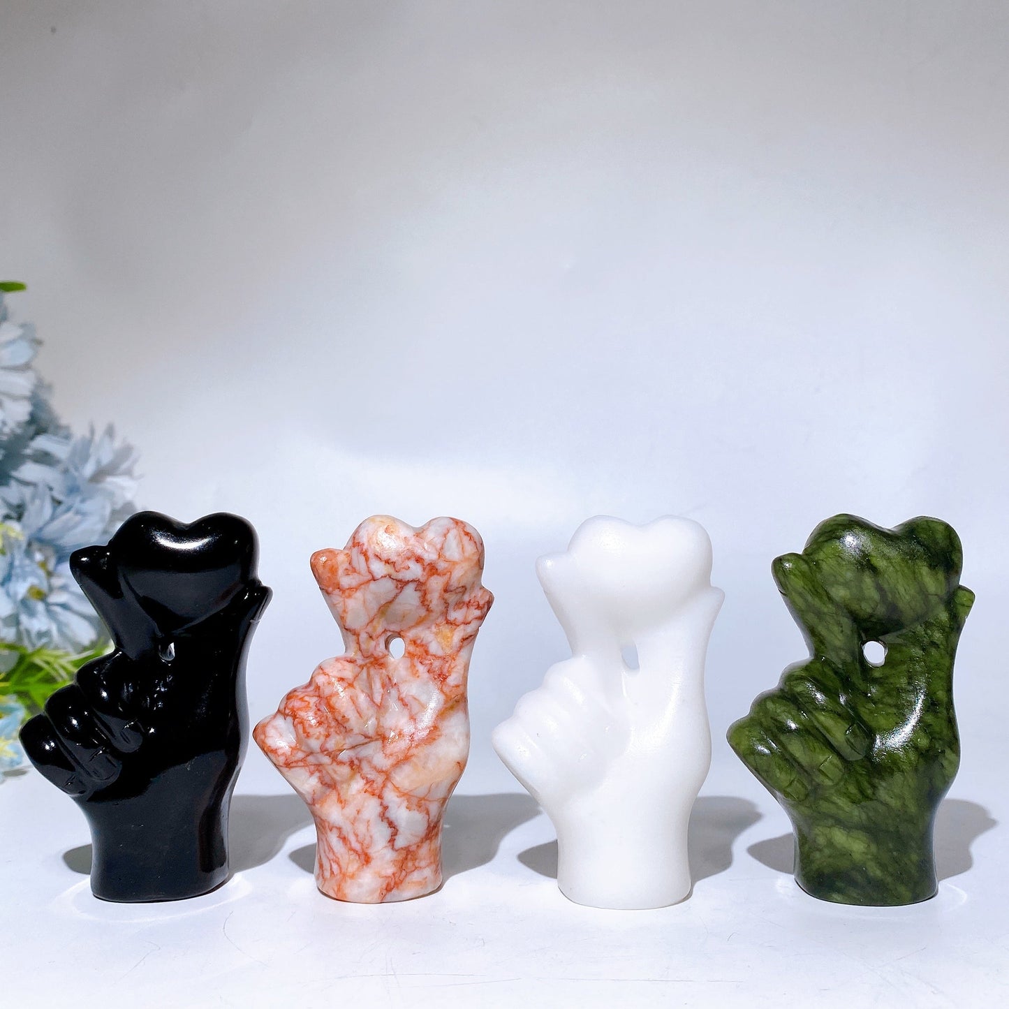 3.1" Crystal Finger Heart Carving Crystal Healing Bulk Wholesale