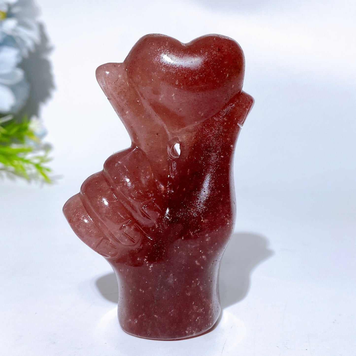 3.1" Crystal Finger Heart Carving Crystal Healing Bulk Wholesale