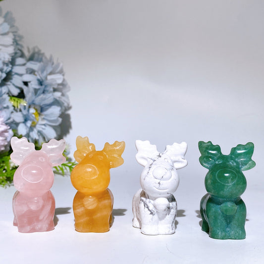 2.1" Crystal Reindeer Carving Crystal Healing Bulk Wholesale