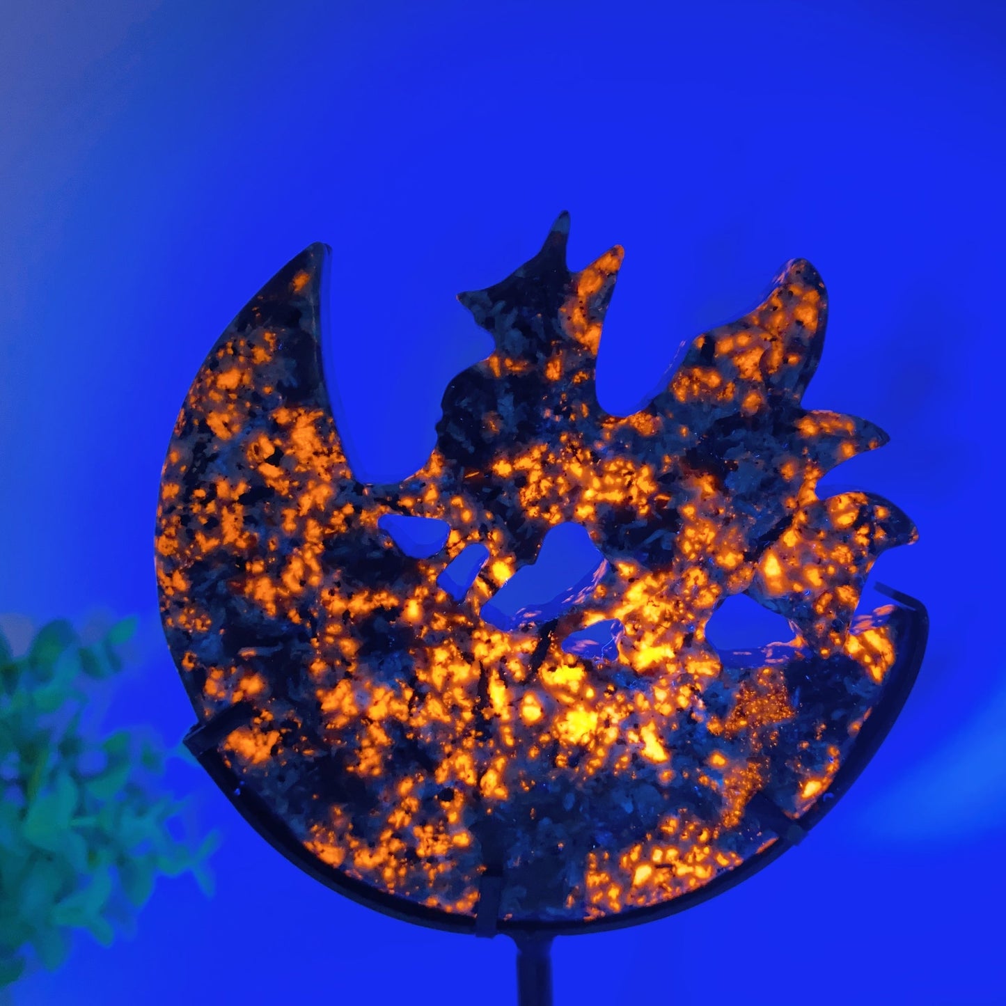 Crystal Nine-tails Fox on Moon Carving with Stand Crystal Healing Bulk Wholesale